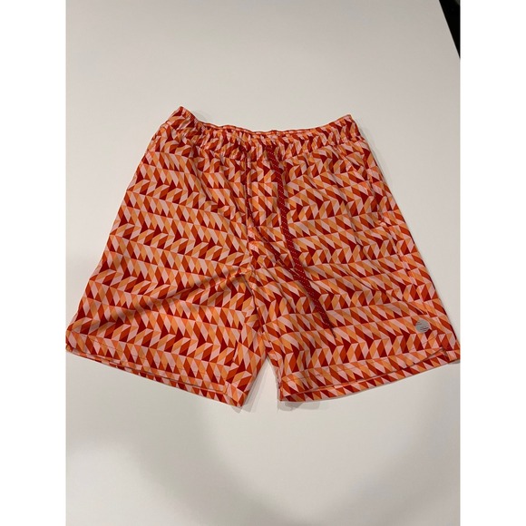Laguna Other - Laguna Mens Medium Swim Trunks Orange Geometric Chevron 7‎ In Lined Board Shorts